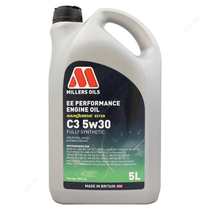 Millers Oils EE Performance C3 5w-30 Fully Synthetic Engine Oil - 5 Litres