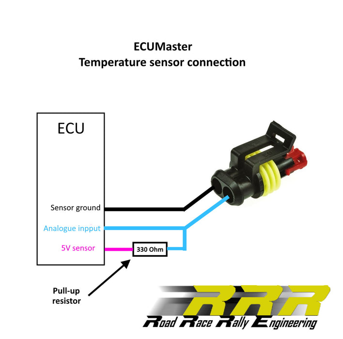 Ecumaster Oil/Coolant Temperature Sensor with Connector, Thread 1/8 NPT